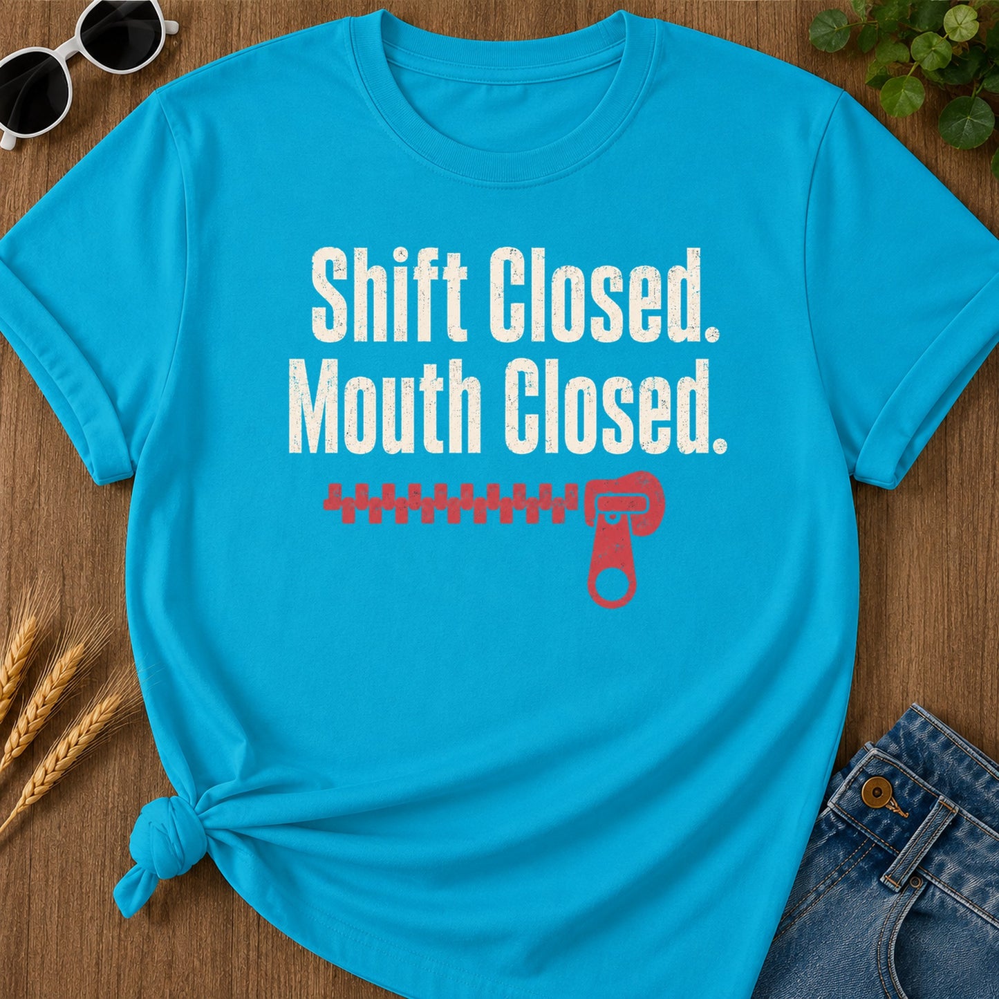 Shift Mouth Closed T-Shirt - Sapphire Mockup