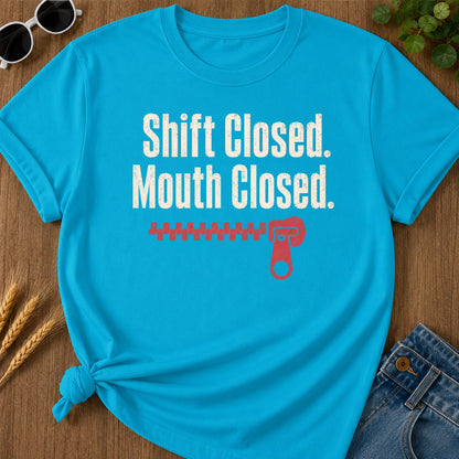 Shift Mouth Closed T-Shirt - Sapphire Mockup