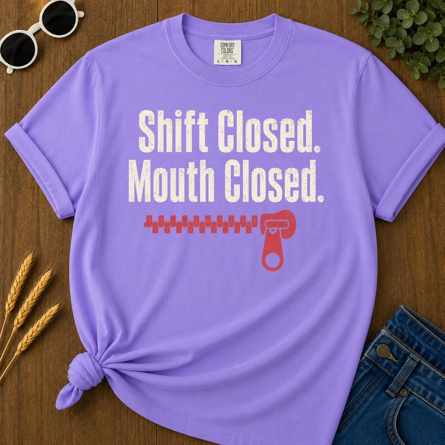 Shift Mouth Closed T-Shirt - Violet Mockup