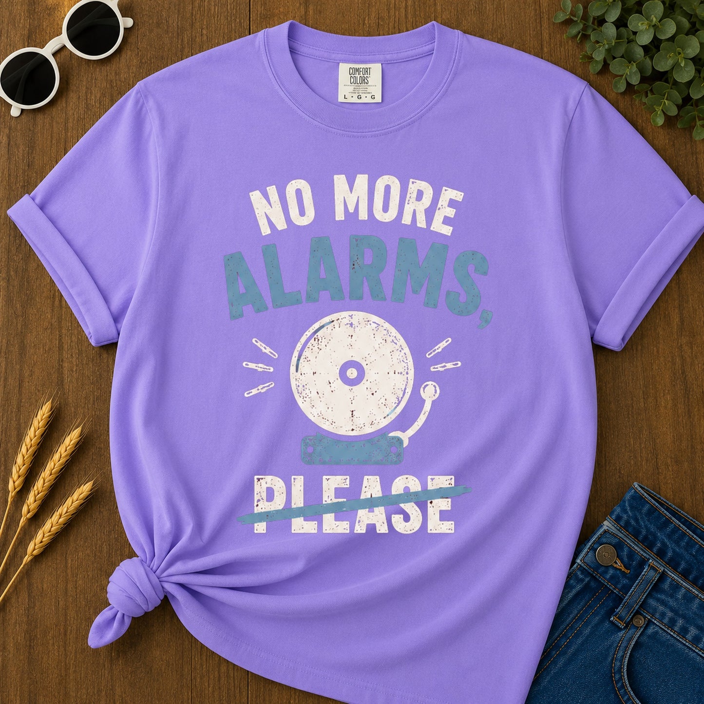 No More Alarms Please T-Shirt - Violet Mockup