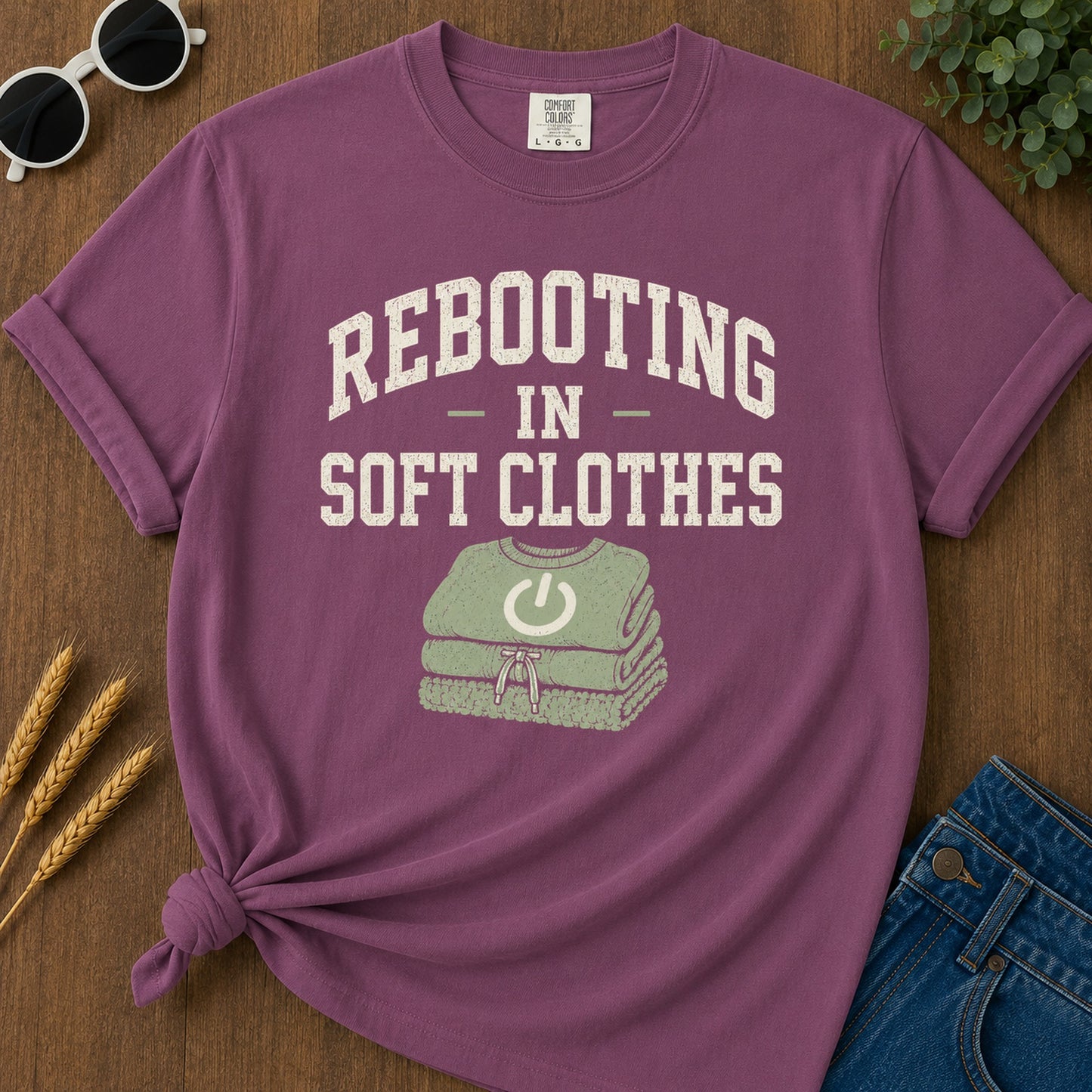 Rebooting Soft Clothes T-Shirt - Berry Mockup
