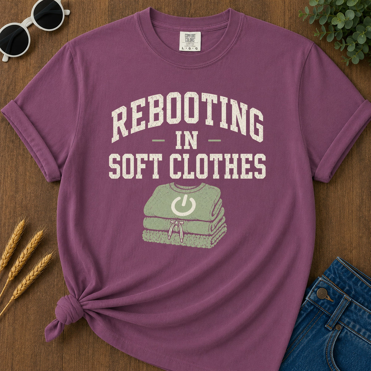 Rebooting Soft Clothes T-Shirt - Berry Mockup