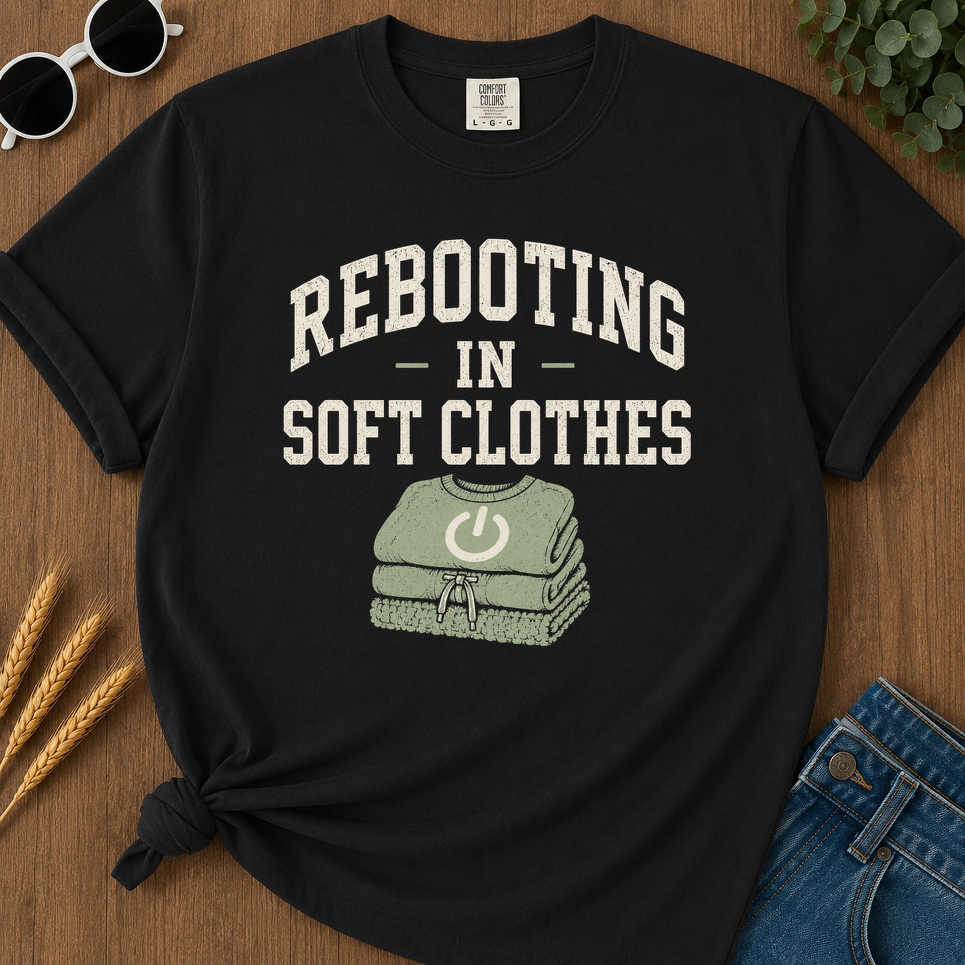 Rebooting Soft Clothes T-Shirt - Black Mockup