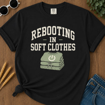Rebooting Soft Clothes T-Shirt - Black Mockup