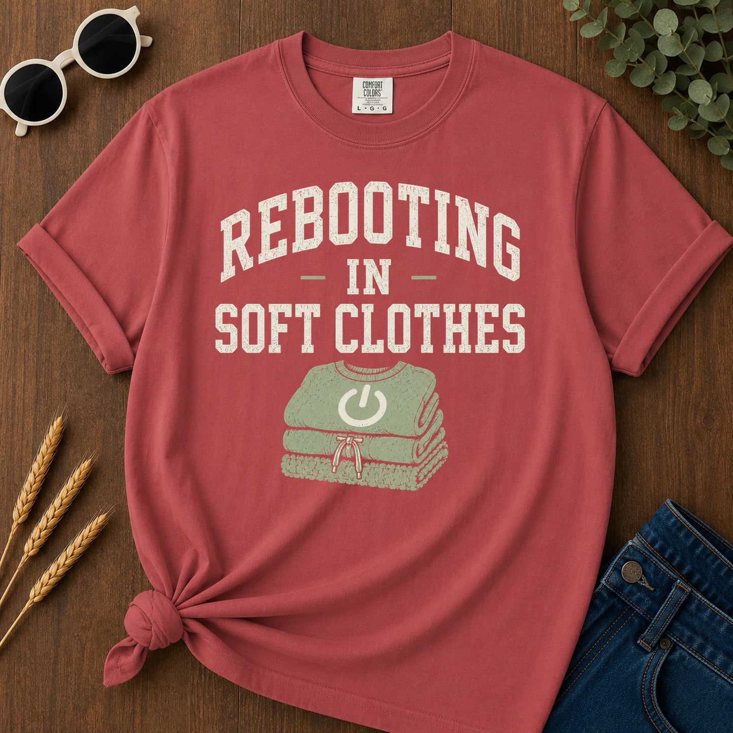 Rebooting Soft Clothes T-Shirt - Crimson Mockup