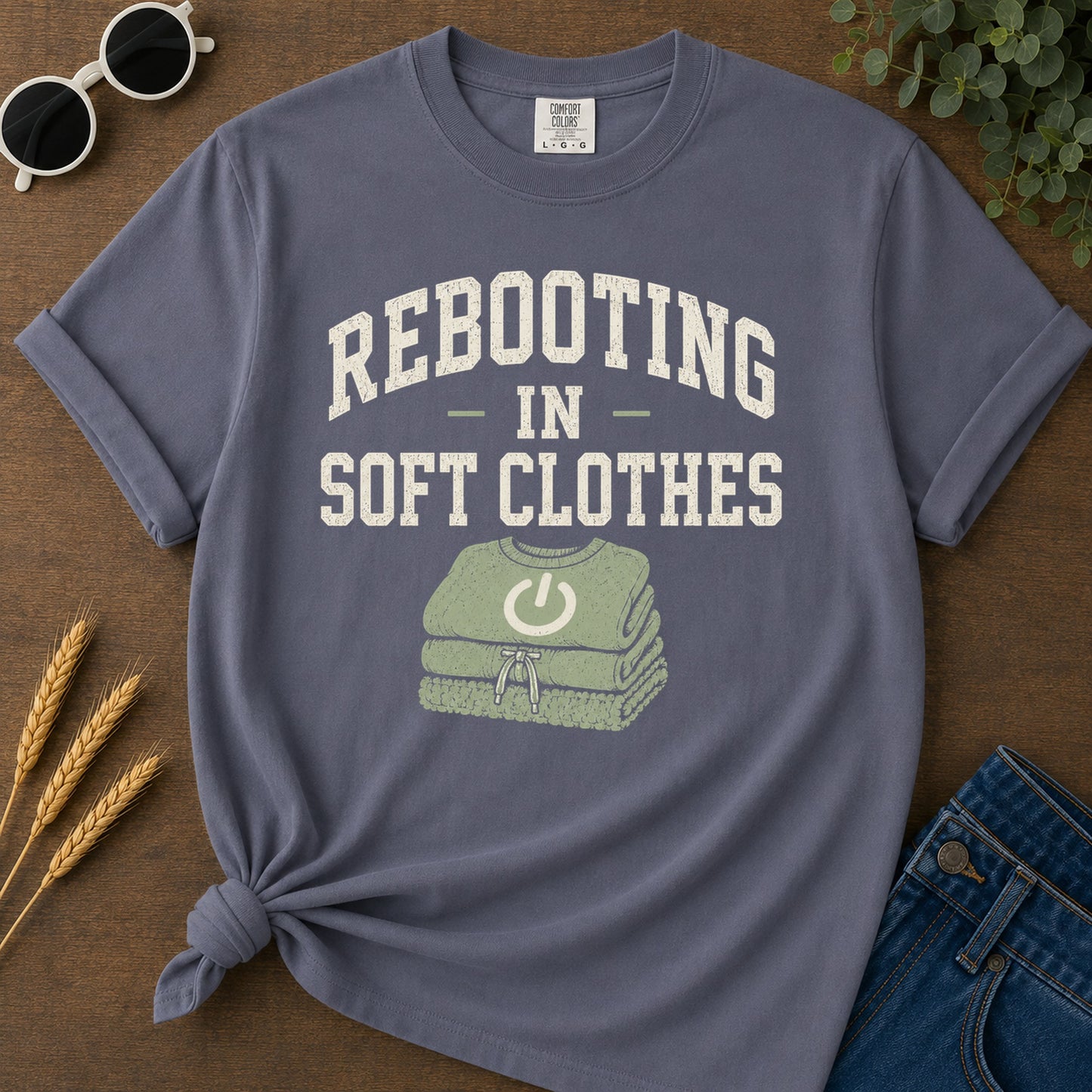Rebooting Soft Clothes T-Shirt - Navy Mockup