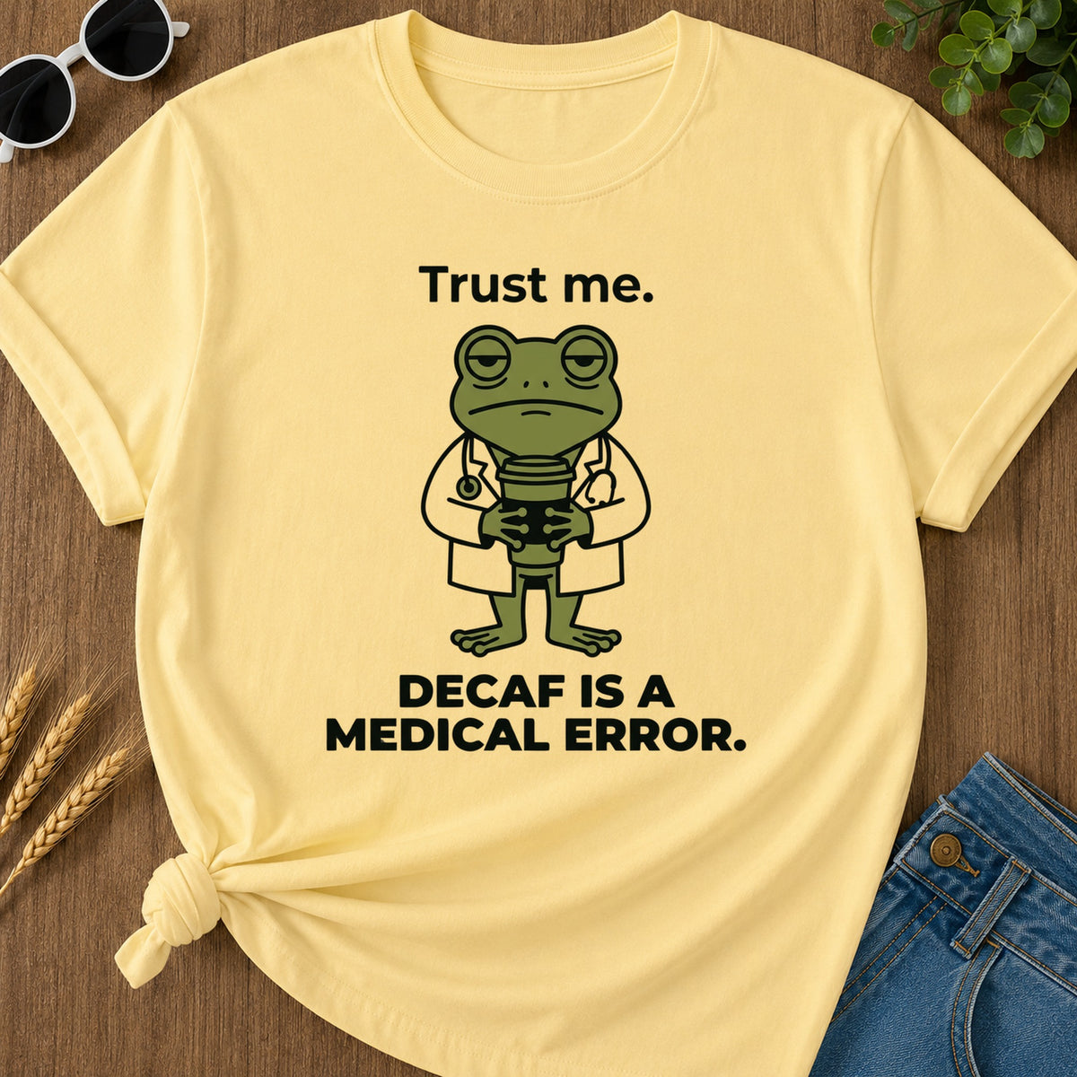 Trust Decaf T-Shirt - Butter Mockup
