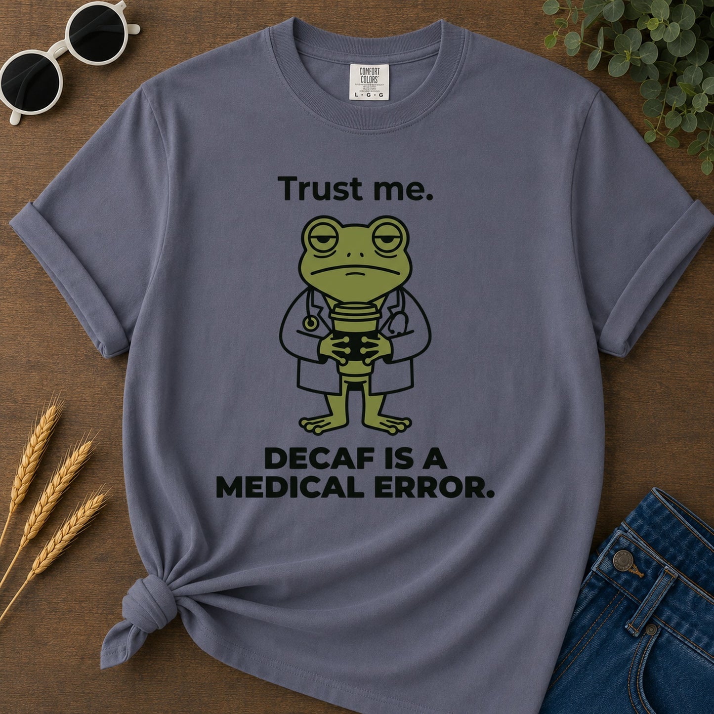 Trust Decaf T-Shirt - Navy Mockup