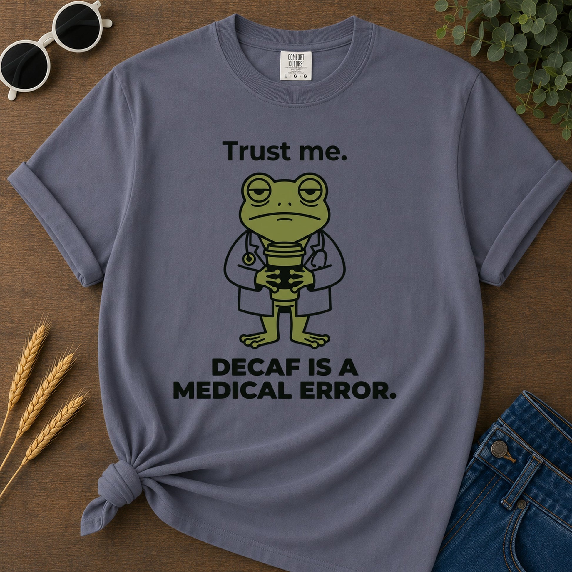 Trust Decaf T-Shirt - Navy Mockup