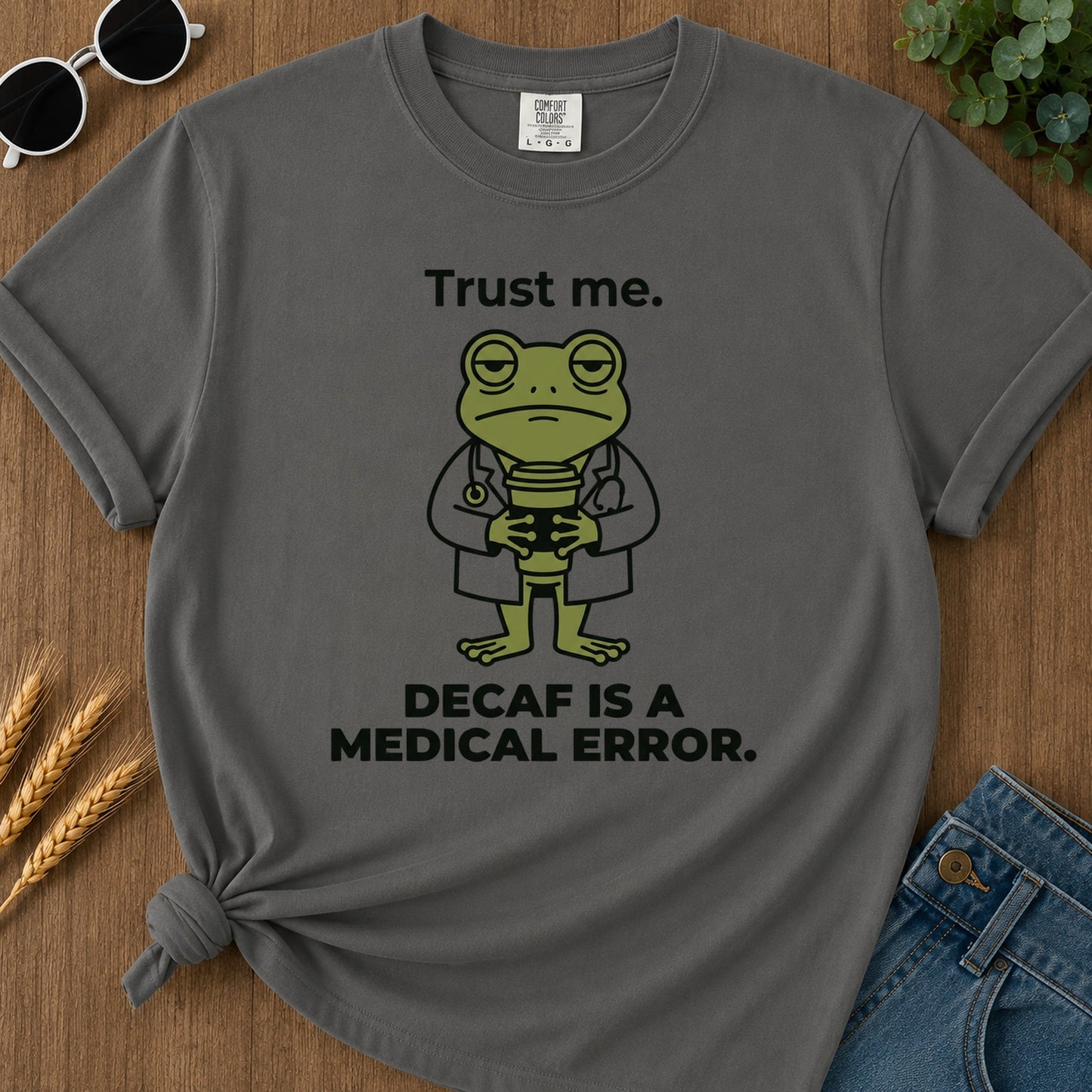 Trust Decaf T-Shirt - Pepper Mockup