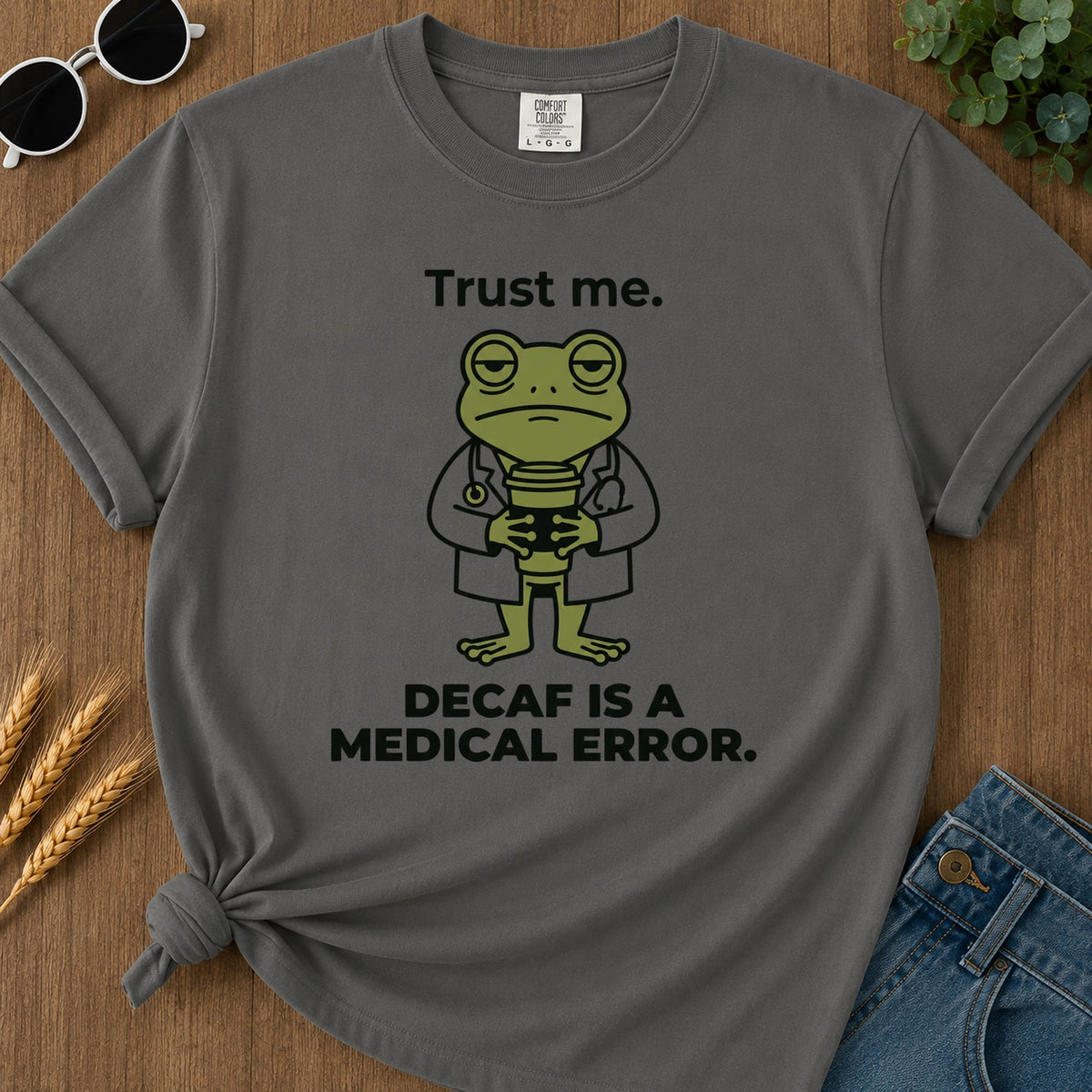 Trust Decaf T-Shirt - Pepper Mockup
