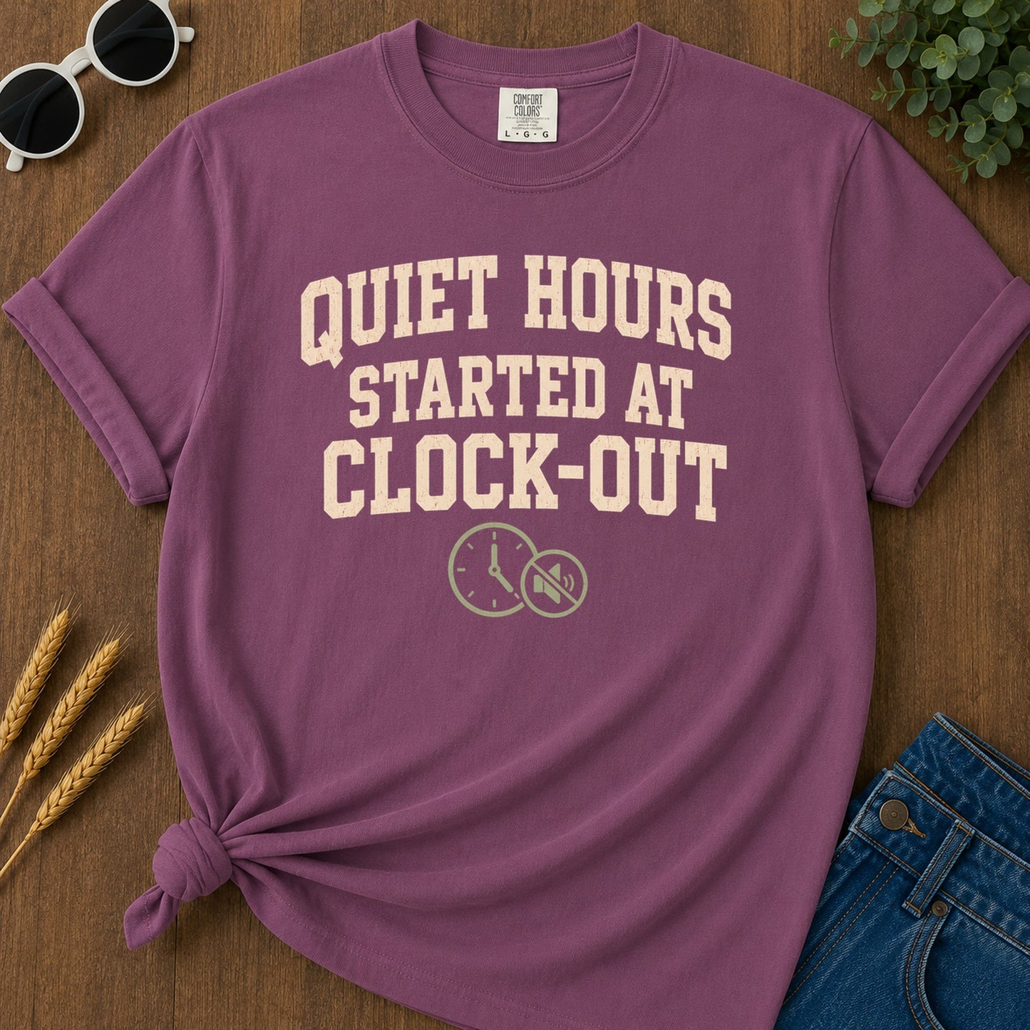 Quiet Hours Started T-Shirt - Berry Mockup