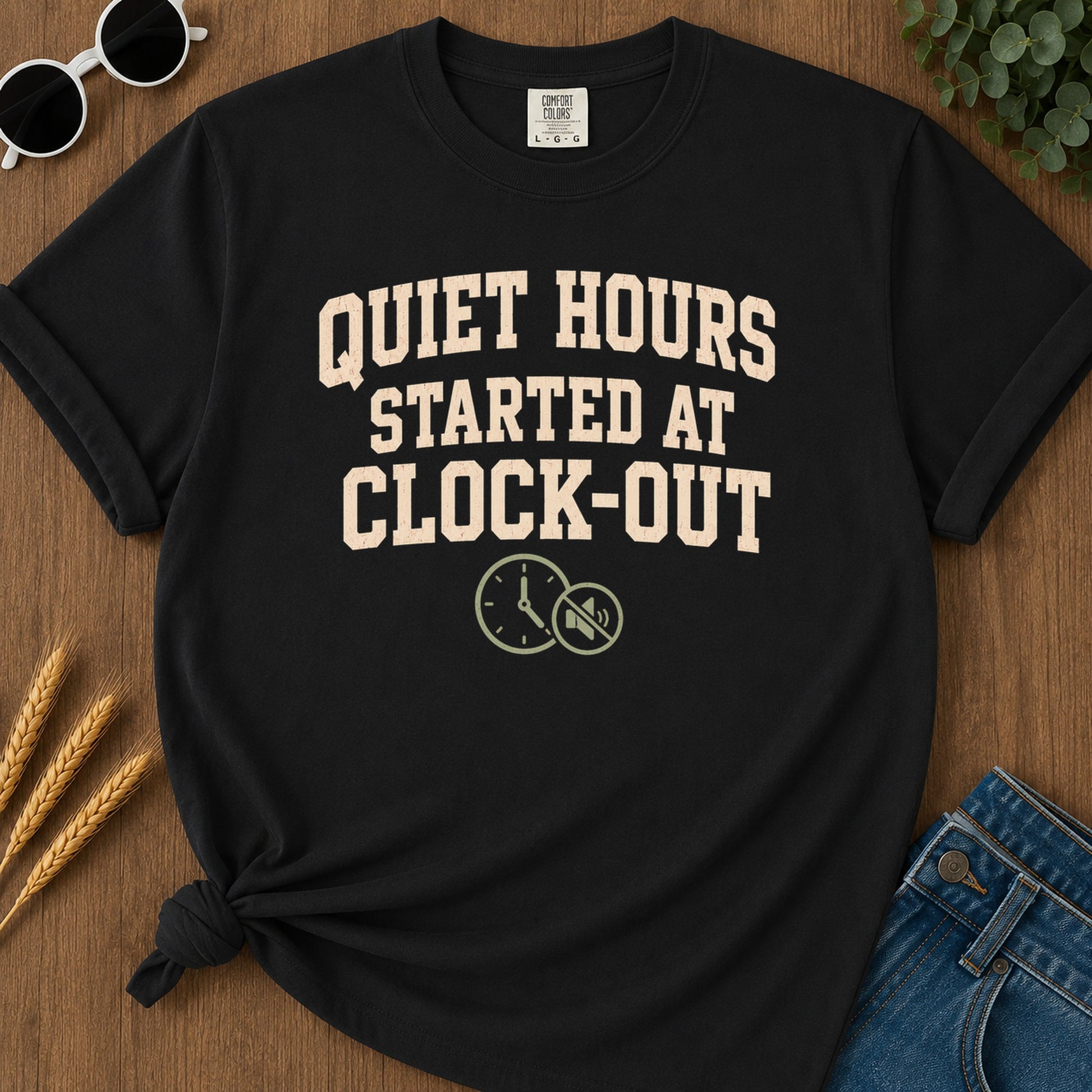 Quiet Hours Started T-Shirt - Black Mockup