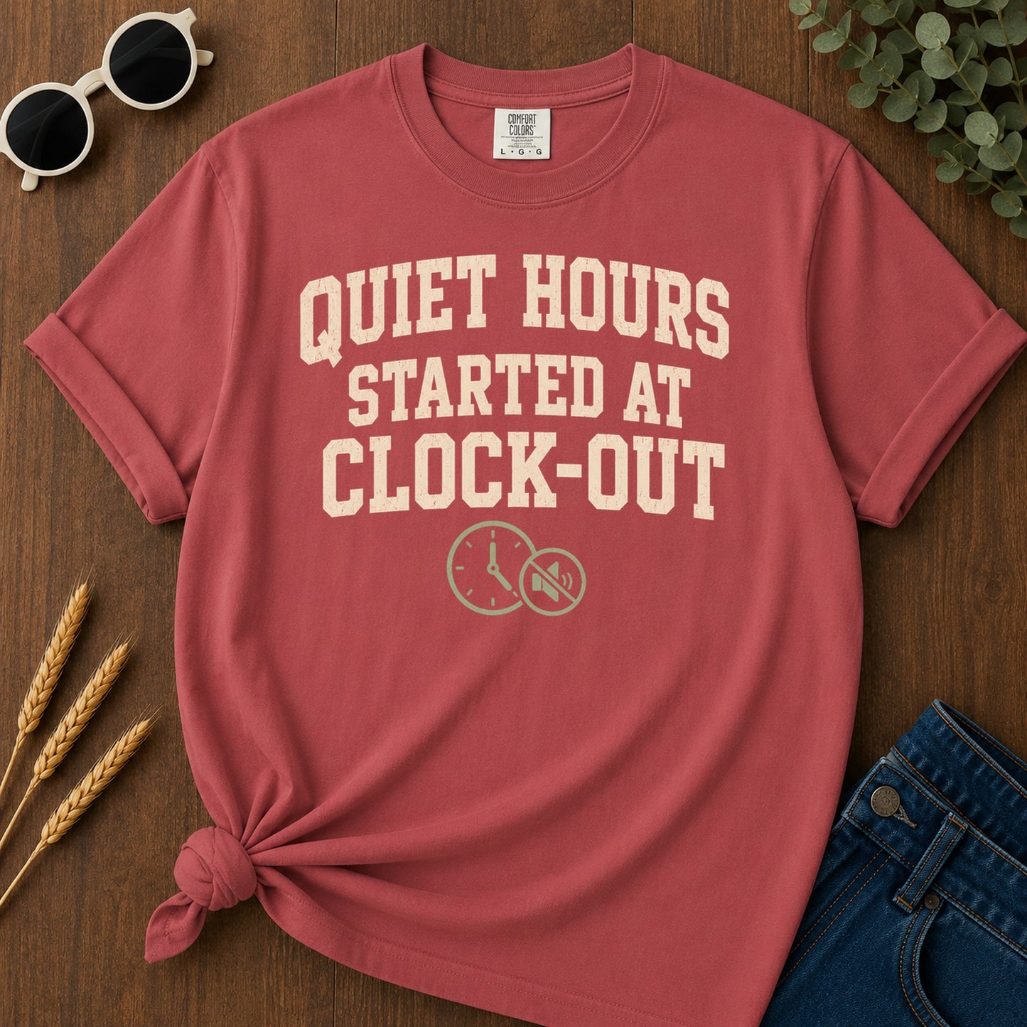 Quiet Hours Started T-Shirt - Crimson Mockup