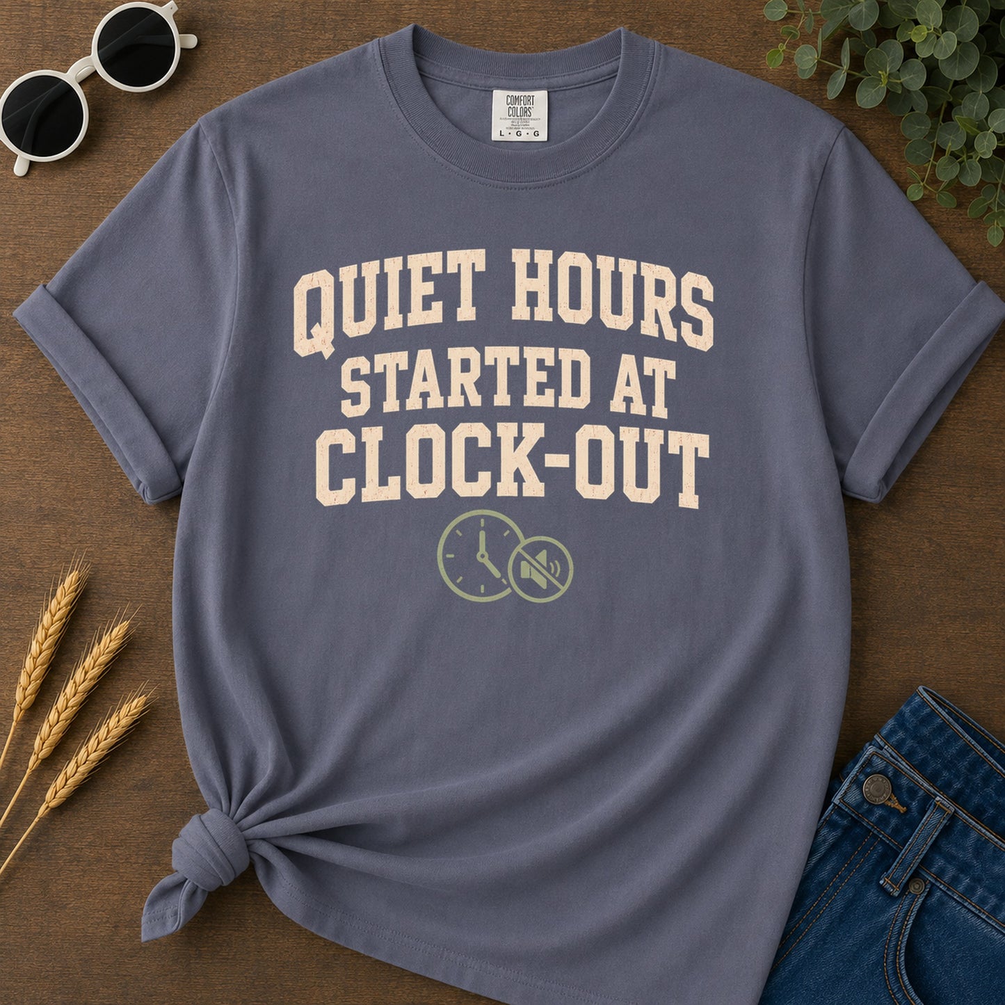 Quiet Hours Started T-Shirt - Navy Mockup