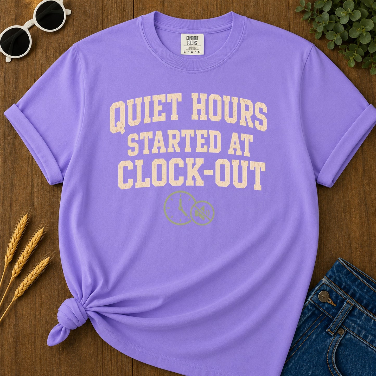 Quiet Hours Started T-Shirt - Violet Mockup