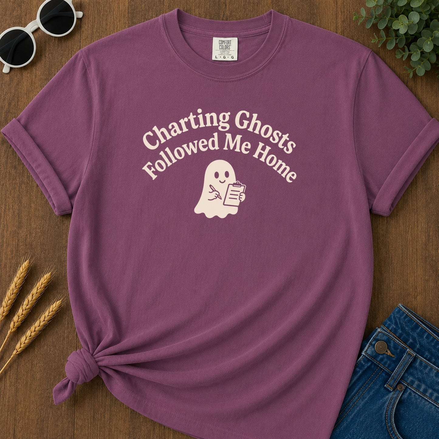 Charting Ghosts Followed 211 T-Shirt - Berry Mockup