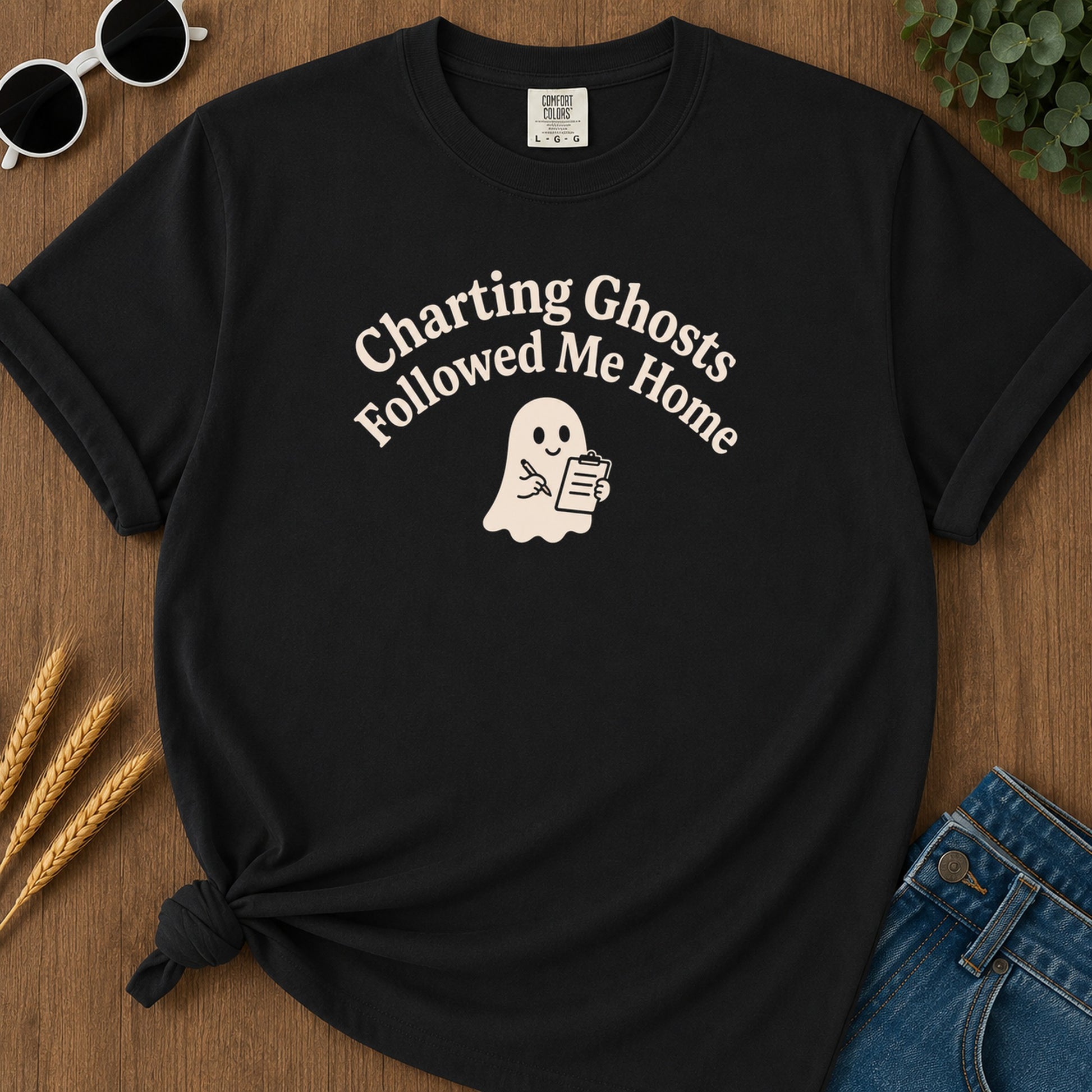 Charting Ghosts Followed 211 T-Shirt - Black Mockup