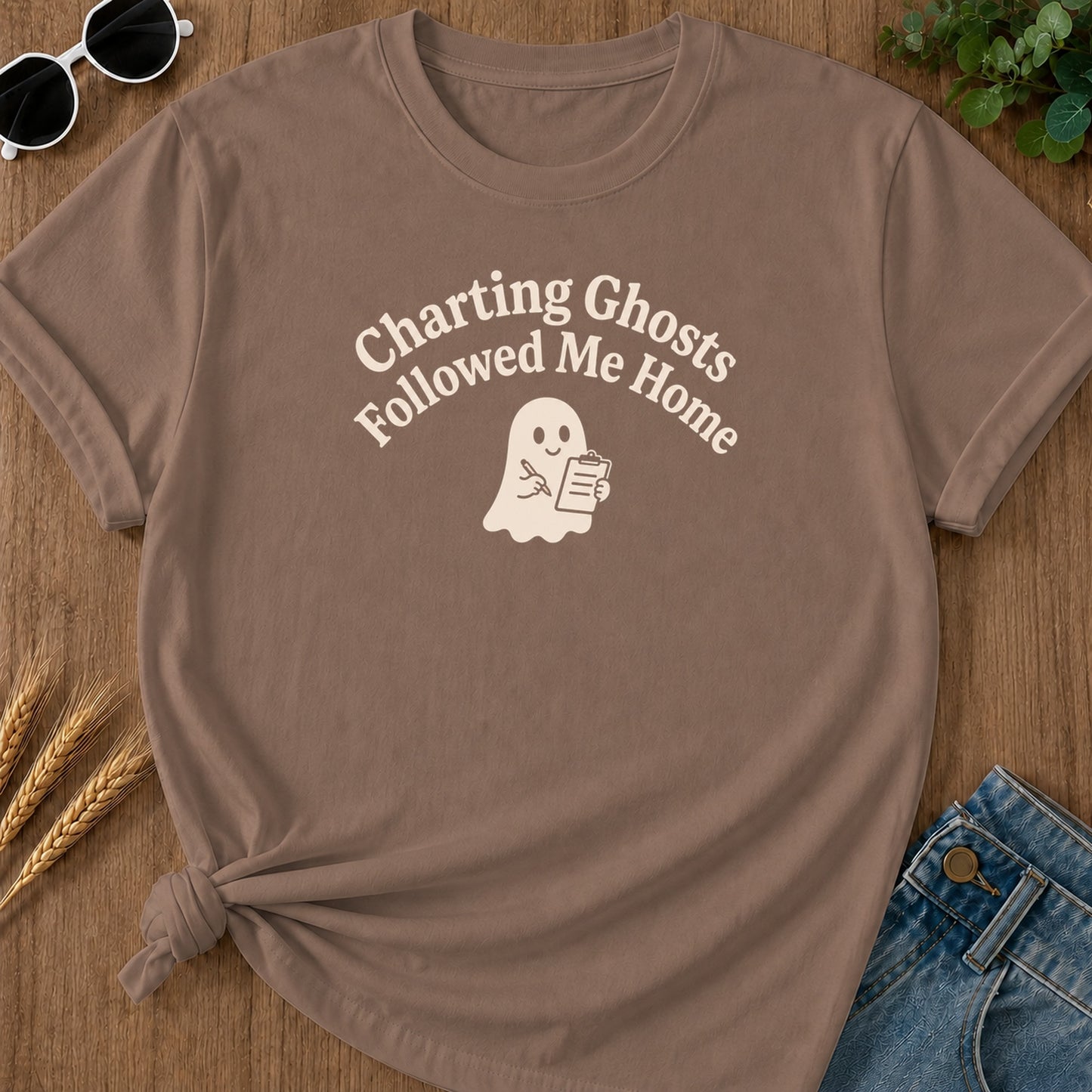 Charting Ghosts Followed 211 T-Shirt - Espresso Mockup
