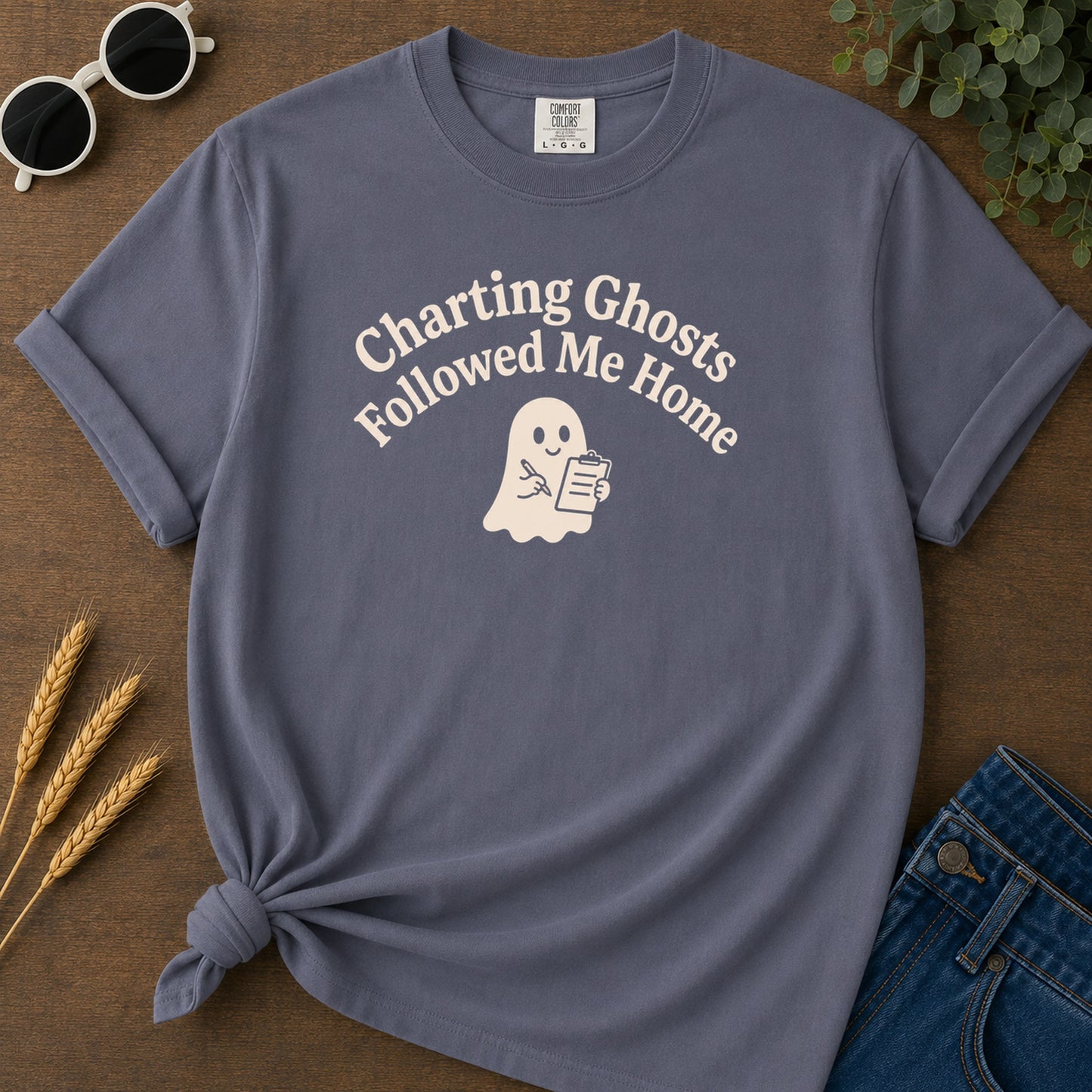 Charting Ghosts Followed 211 T-Shirt - Navy Mockup