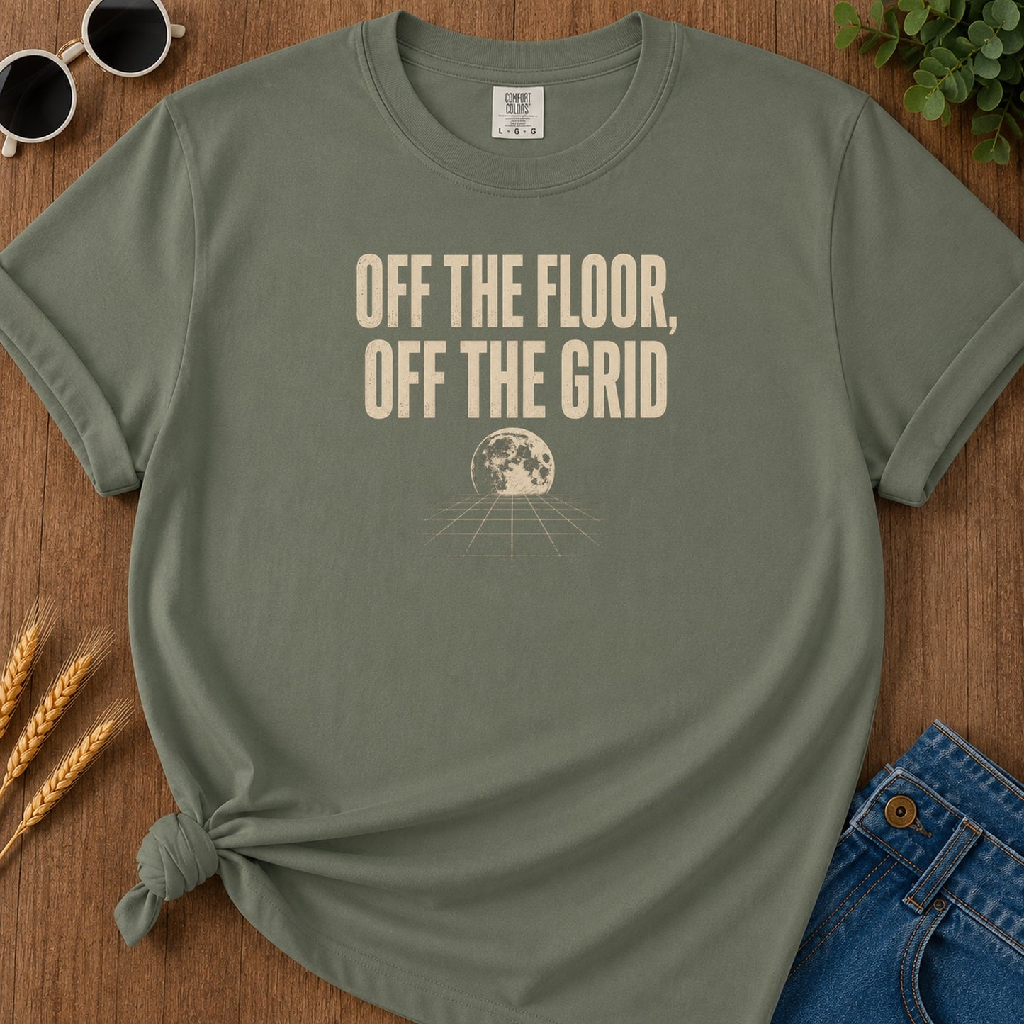 Off Grid 212 T-Shirt - Moss Mockup