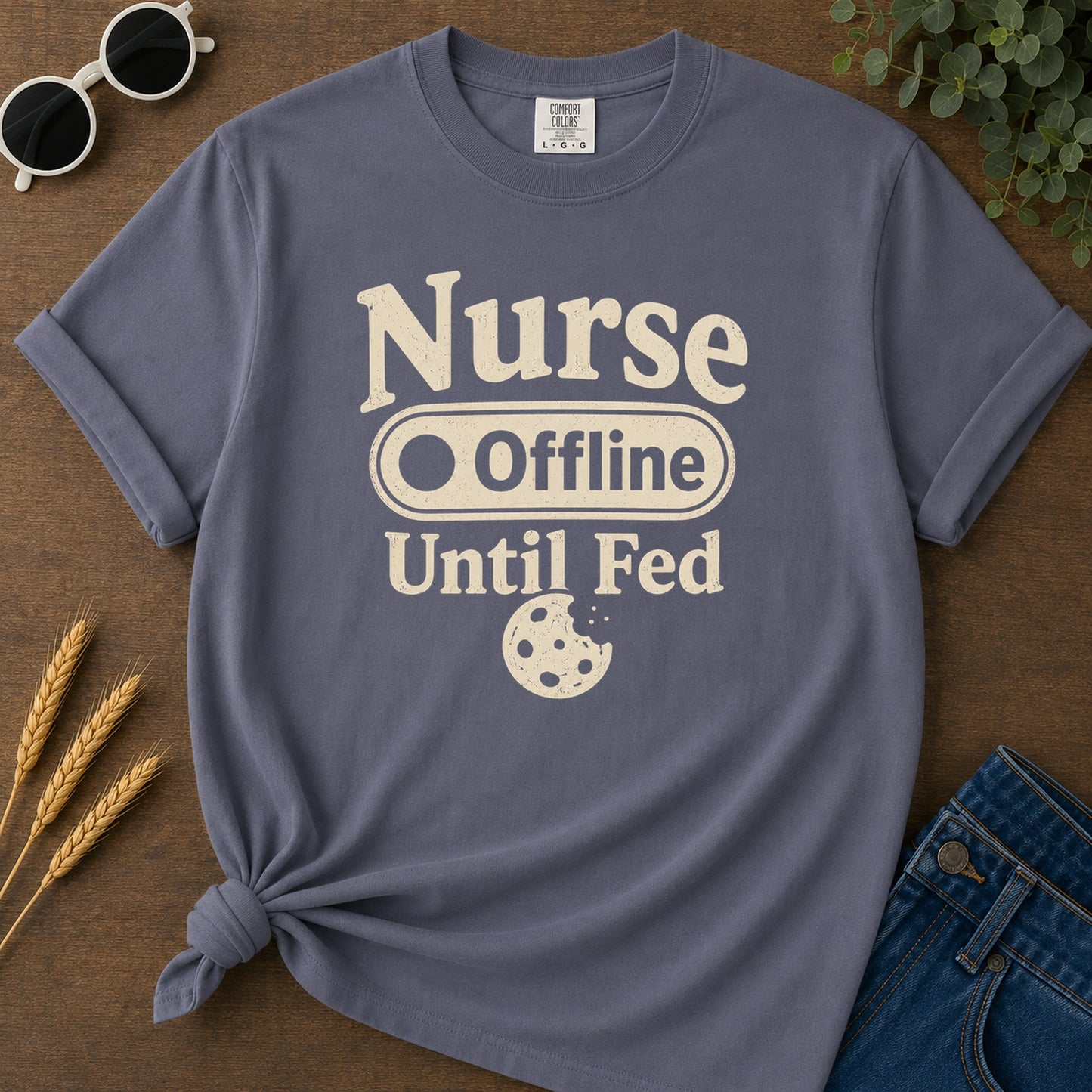 Nurse Offline Until Fed 213 T-Shirt - Navy Mockup
