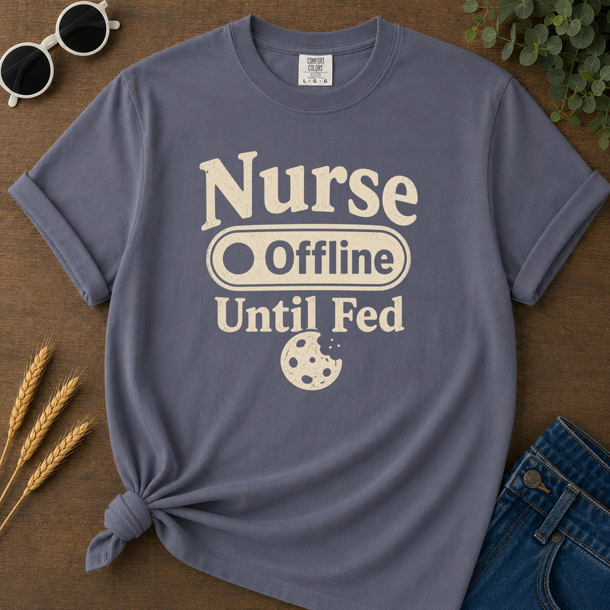 Nurse Offline Until Fed 213 T-Shirt - Navy Mockup