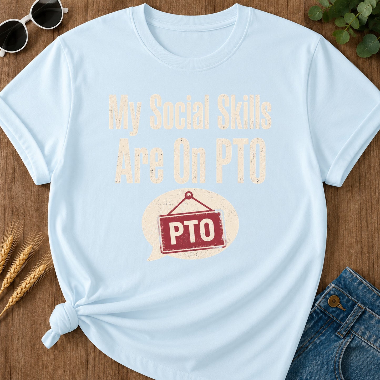 Social Skills Pto T-Shirt - Chambray Mockup