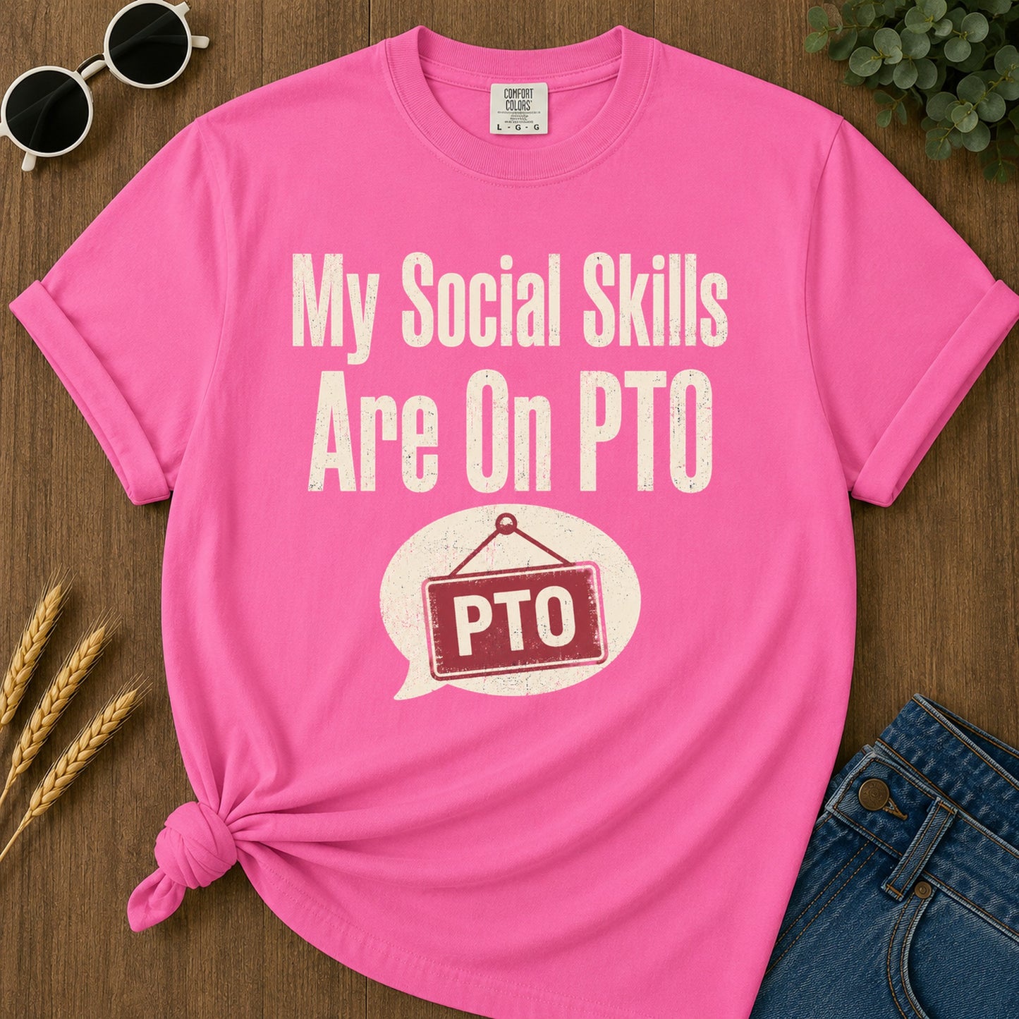 Social Skills Pto T-Shirt - Neon Pink Mockup