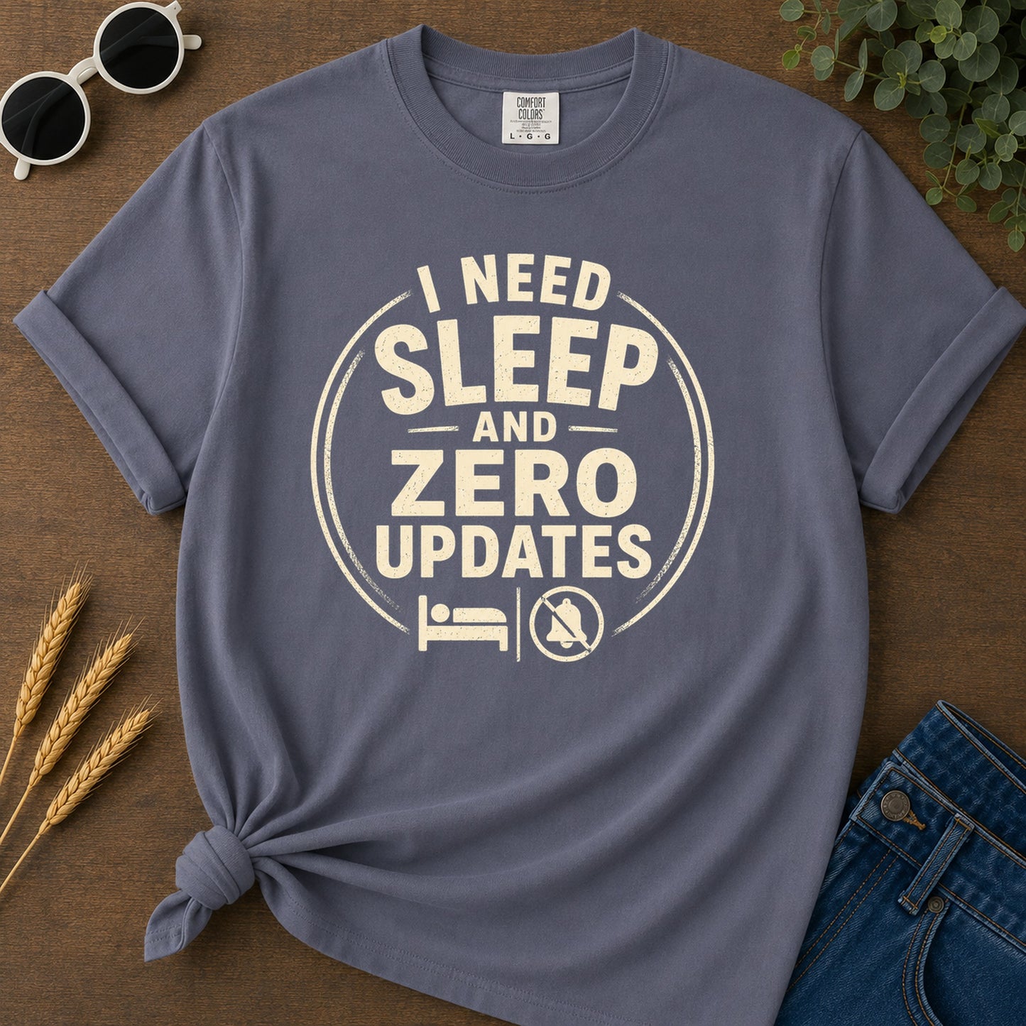 Need Sleep Zero Updates T-Shirt - Navy Mockup