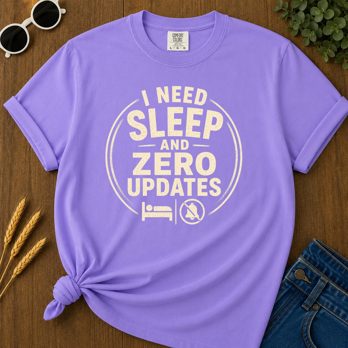 Need Sleep Zero Updates T-Shirt - Violet Mockup