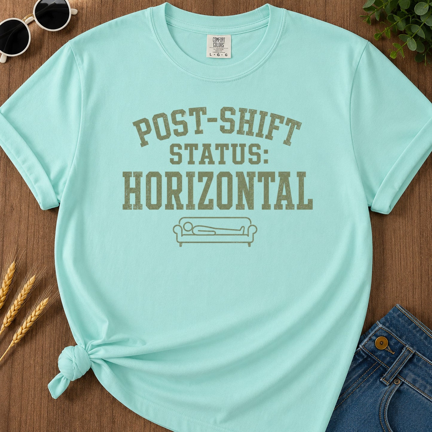 Post Shift Horizontal T-Shirt - Chalky Mint Mockup