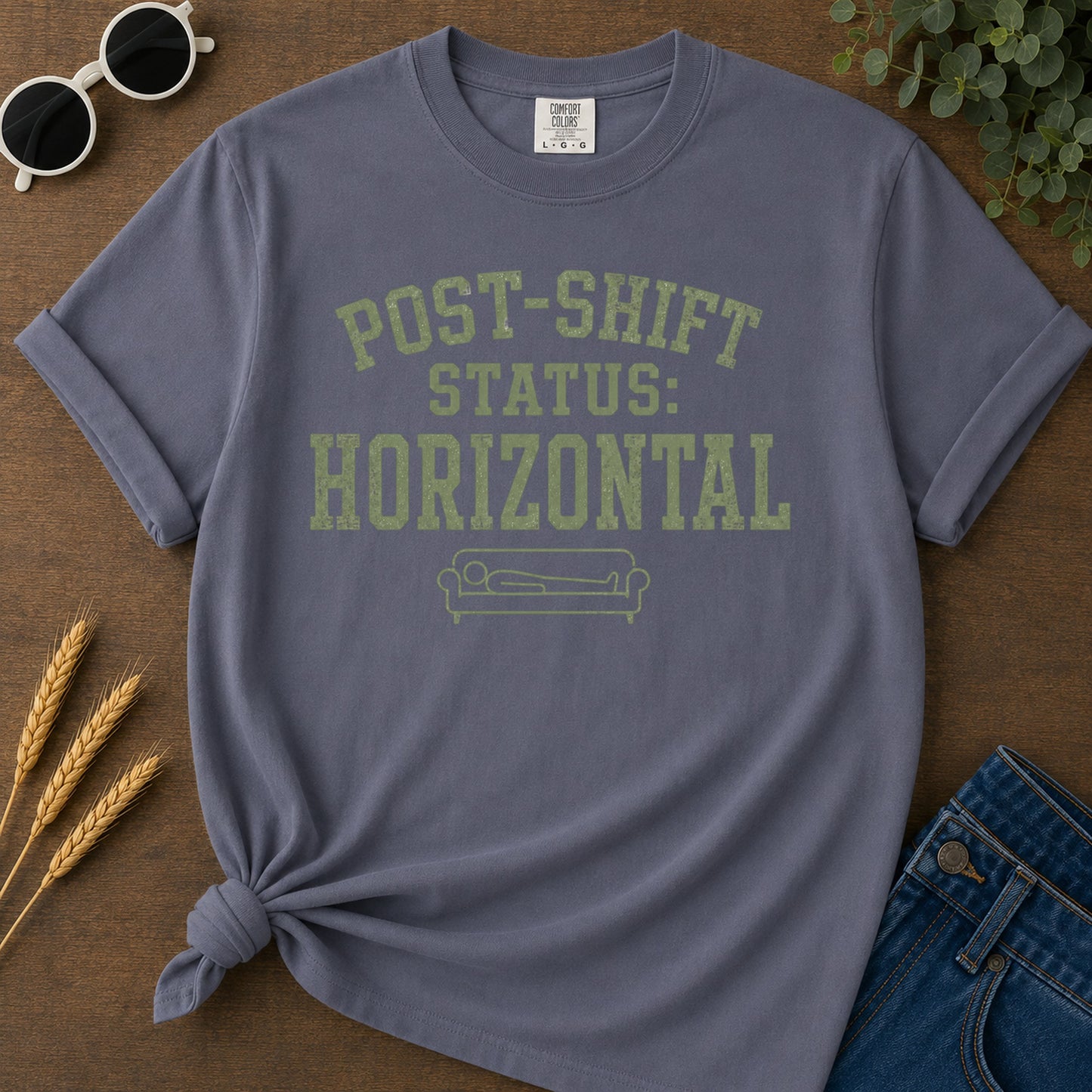 Post Shift Horizontal T-Shirt - Navy Mockup