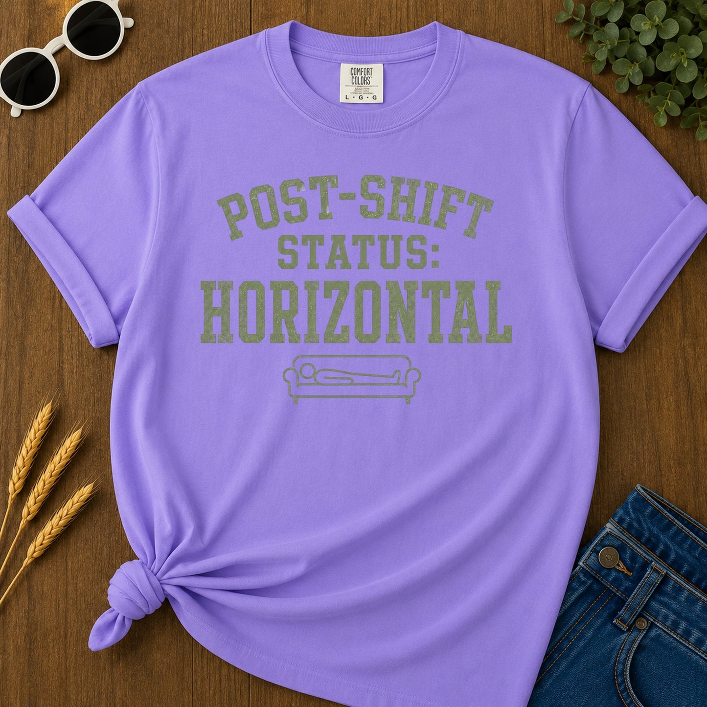 Post Shift Horizontal T-Shirt - Violet Mockup