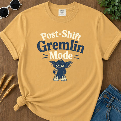 Post Shift Gremlin T-Shirt - Mustard Mockup