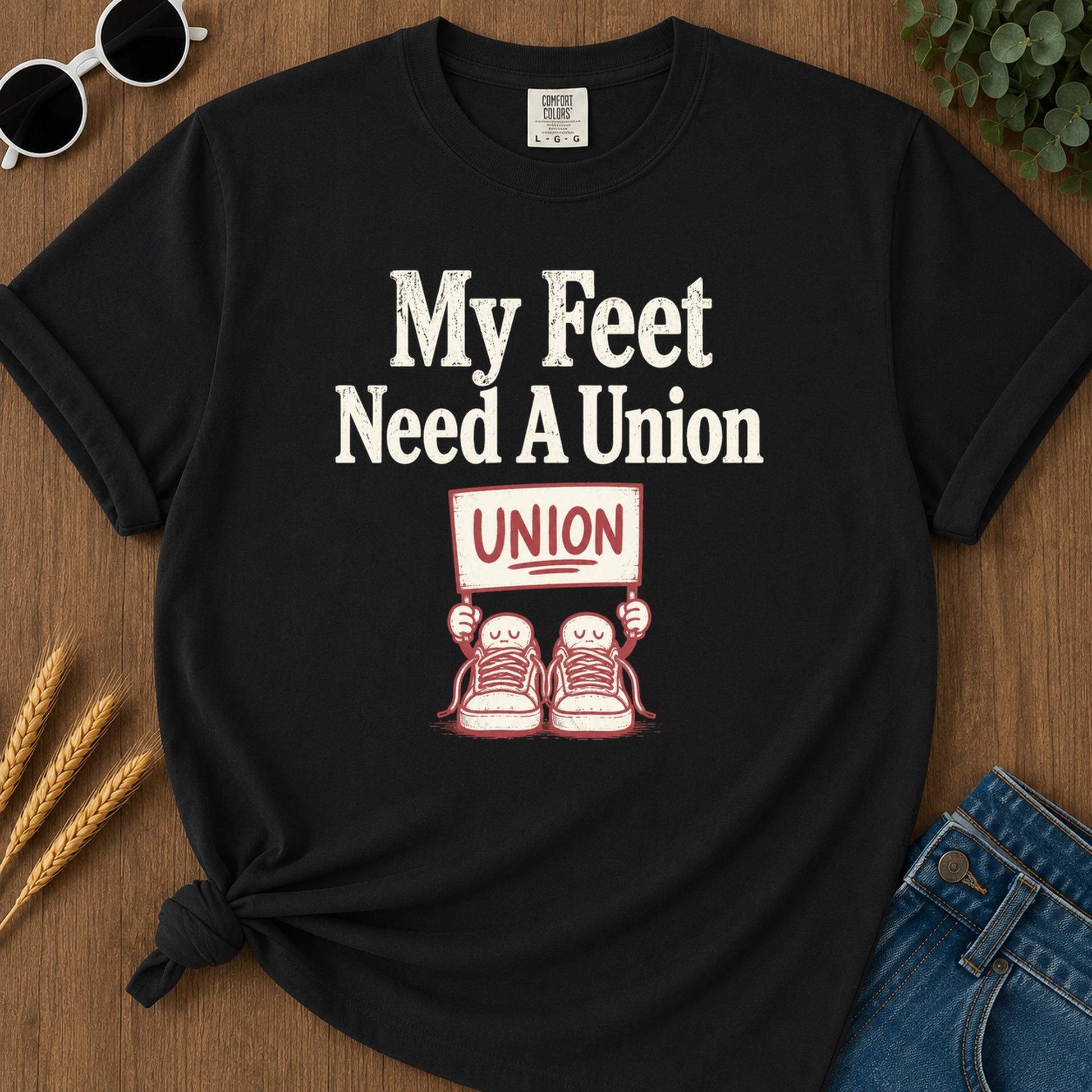 My Feet Need Union T-Shirt - Black Mockup