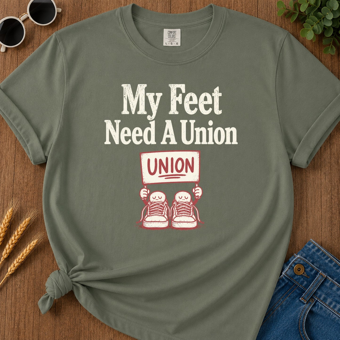 My Feet Need Union T-Shirt - Moss Mockup