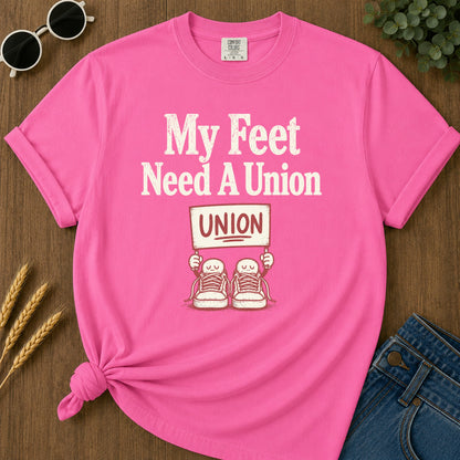 My Feet Need Union T-Shirt - Neon Pink Mockup