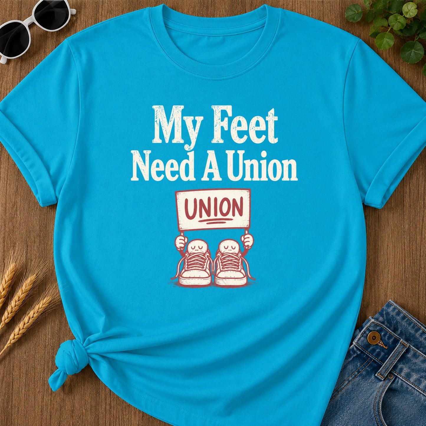 My Feet Need Union T-Shirt - Sapphire Mockup