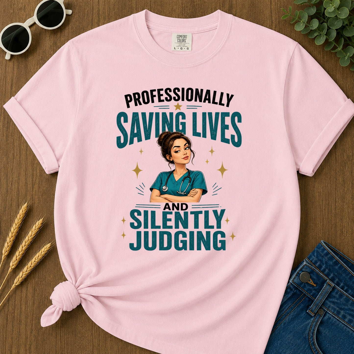 Saving Lives Stars T-Shirt - Blossom Mockup