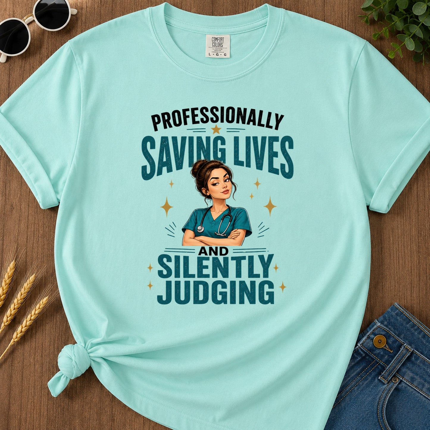 Saving Lives Stars T-Shirt - Chalky Mint Mockup