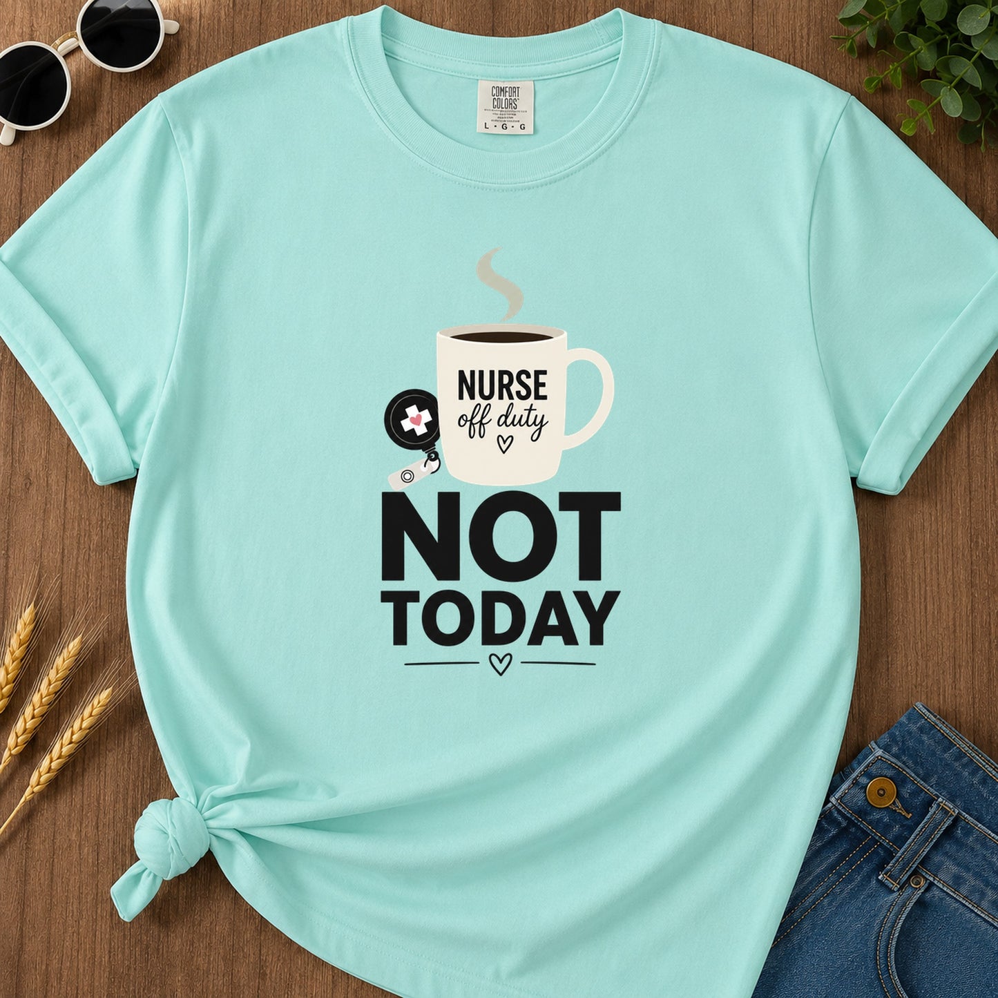 Minimal Not Today T-Shirt - Chalky Mint Mockup