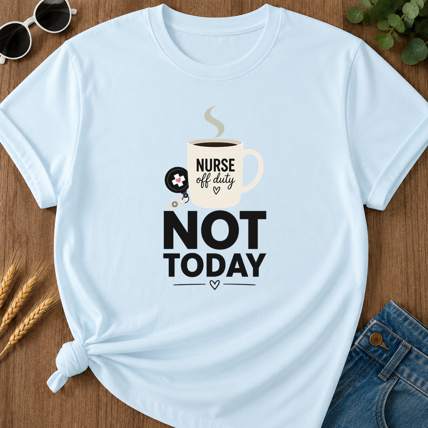 Minimal Not Today T-Shirt - Chambray Mockup