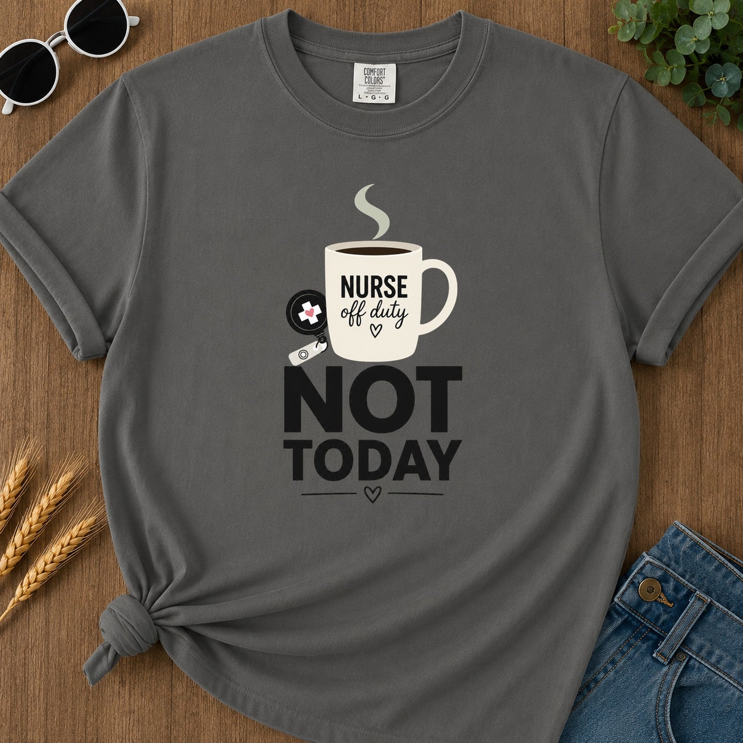 Minimal Not Today T-Shirt - Pepper Mockup