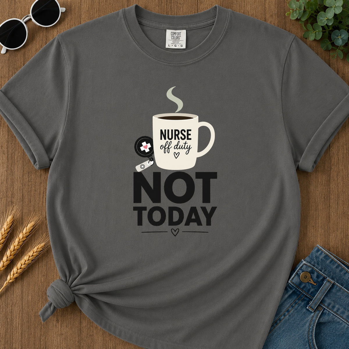 Minimal Not Today T-Shirt - Pepper Mockup
