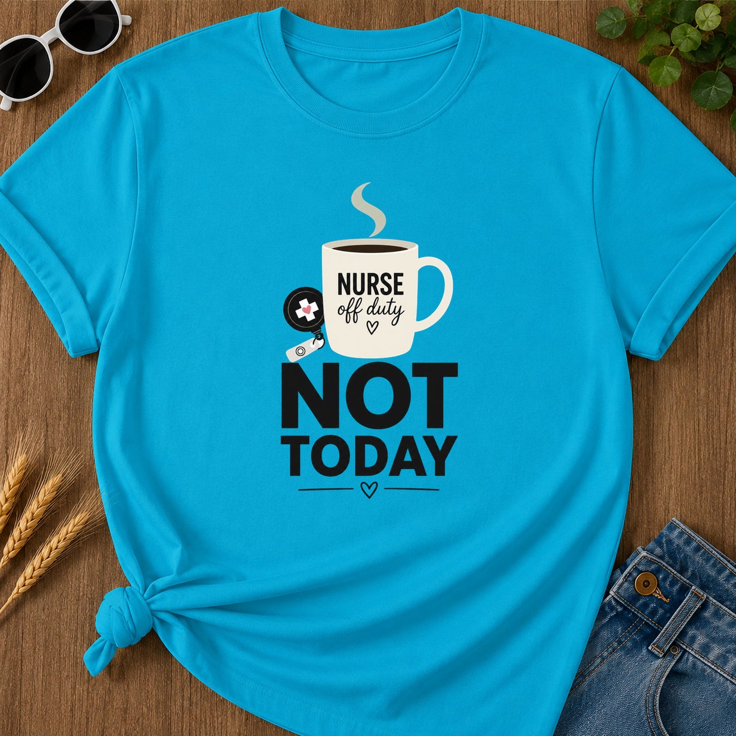 Minimal Not Today T-Shirt - Sapphire Mockup