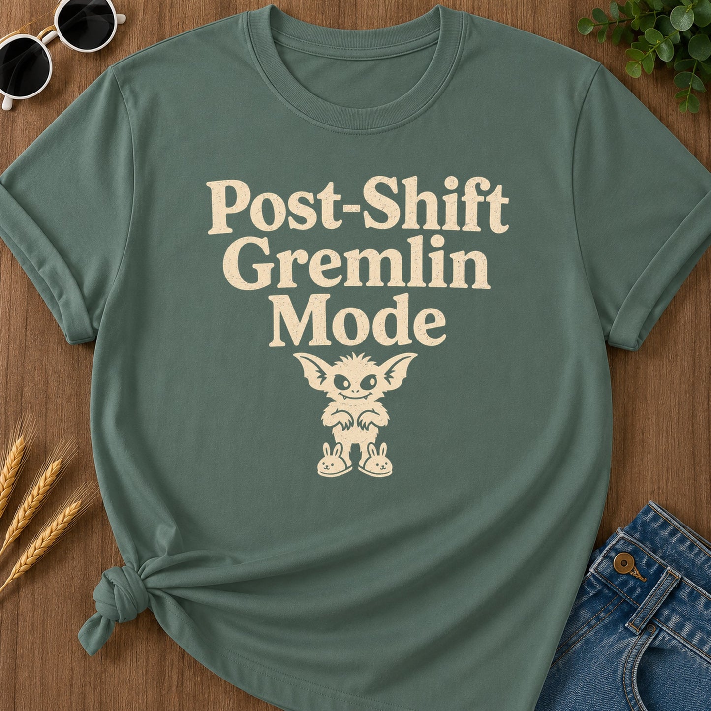 Post Shift Gremlin 220 T-Shirt - Blue Spruce Mockup