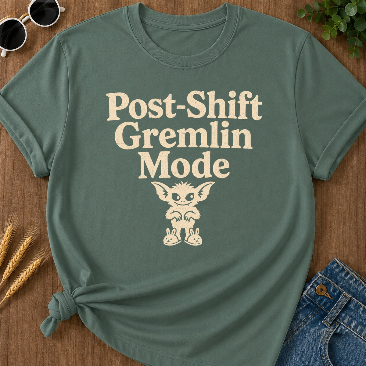 Post Shift Gremlin 220 T-Shirt - Blue Spruce Mockup