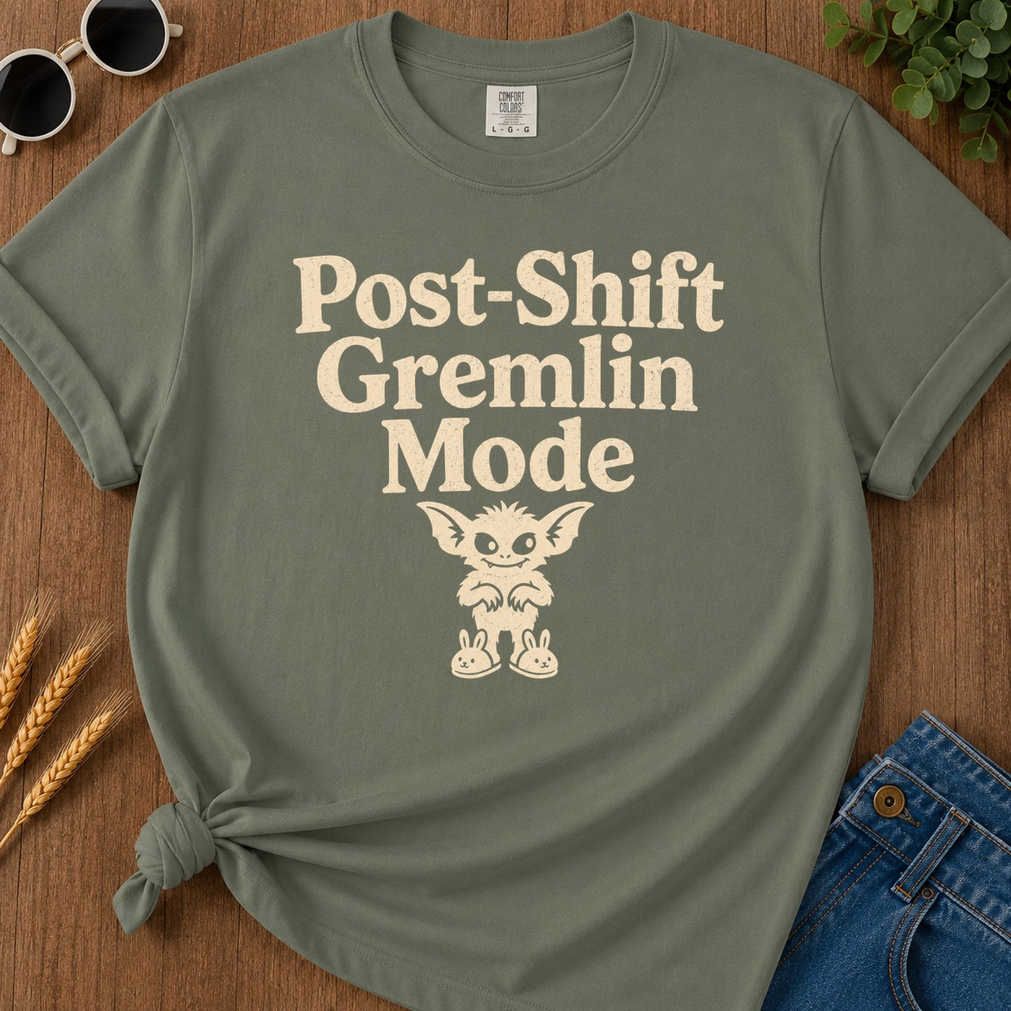 Post Shift Gremlin 220 T-Shirt - Moss Mockup