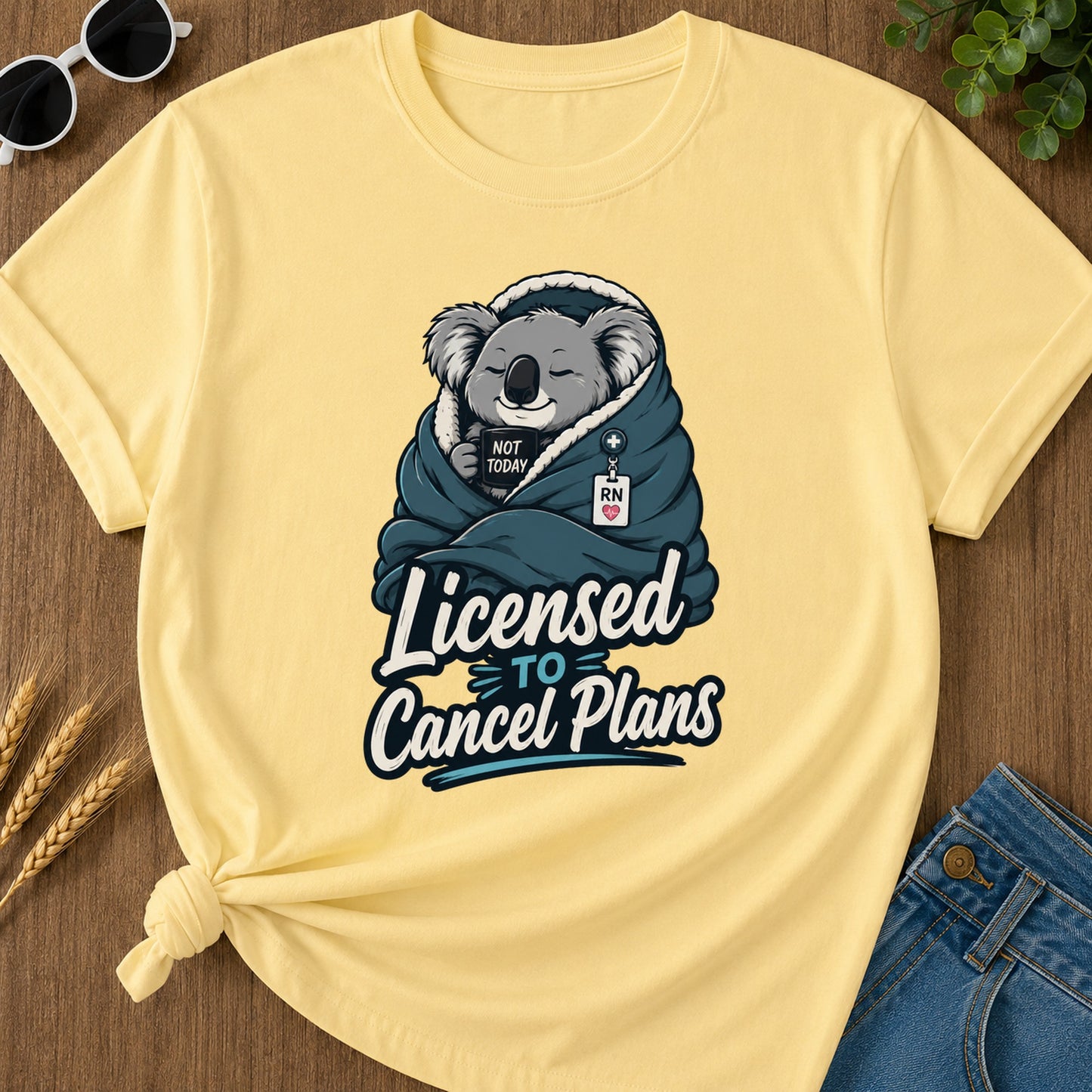Licensed Cancel Plans T-Shirt - Butter Mockup